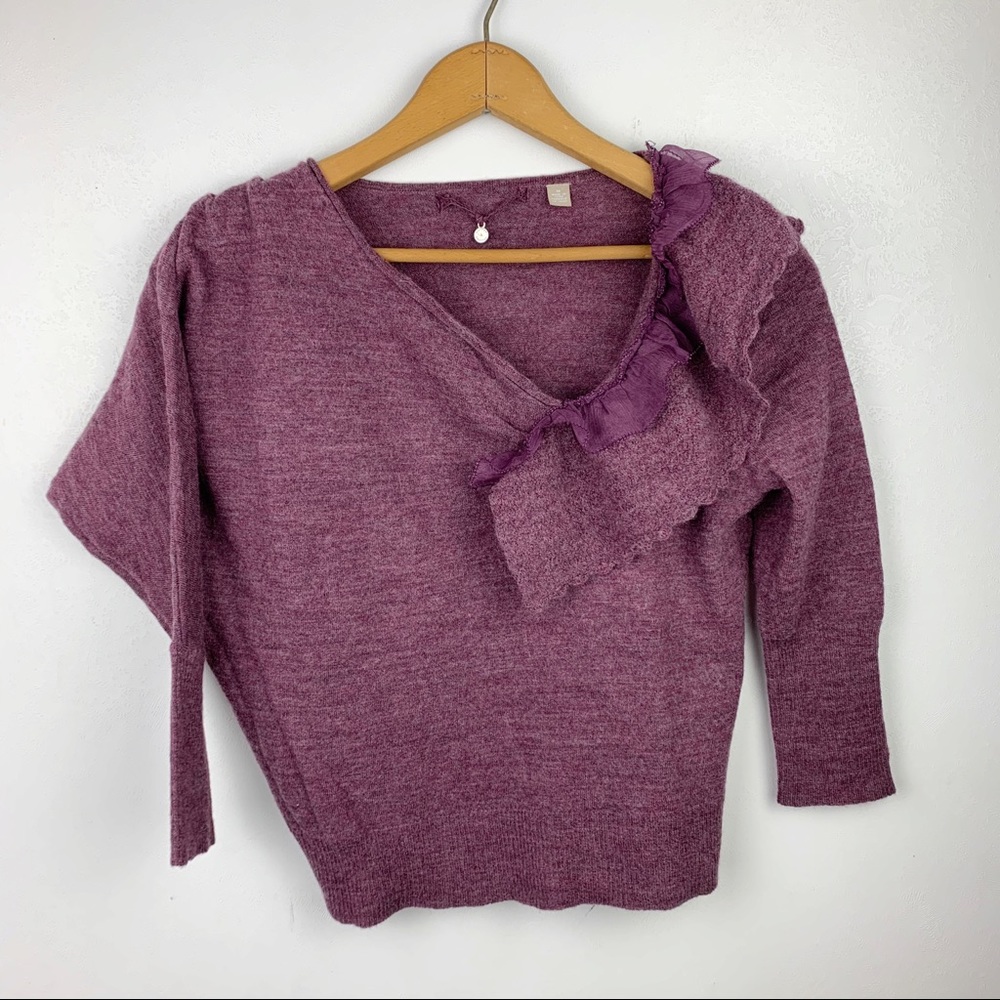 Anthropologie Purple Crew Neck Sweater